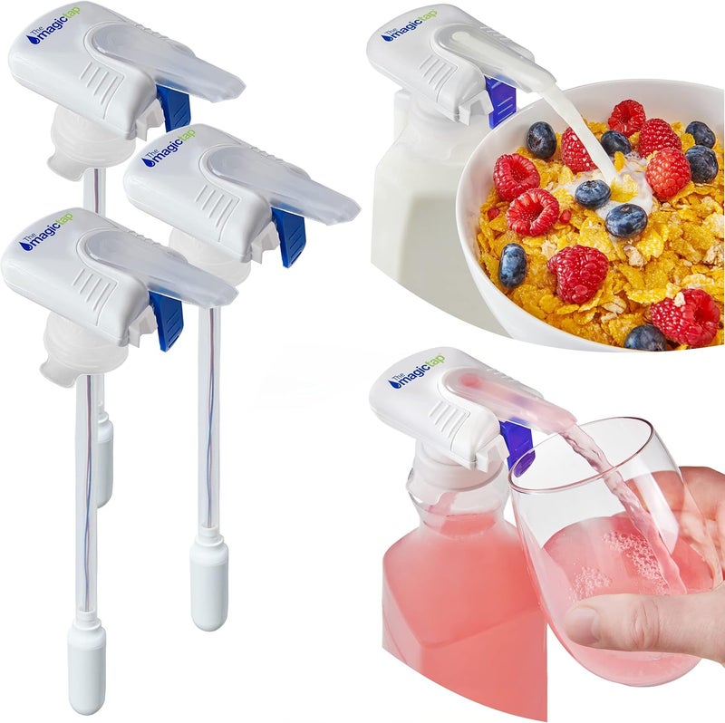 The Magic Tap Automatic Drink Dispenser - Hands-Free Beverage Dispenser for Fridge - Perfect for Milk, Juice - Gifts for Women & Men - 3 Pack, White - Image 1